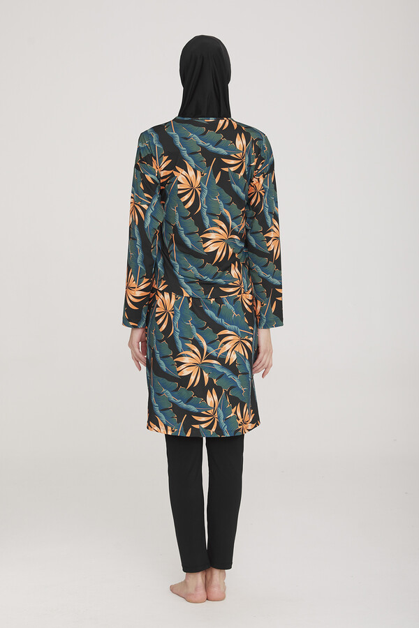 Hijab Swimsuit 2 way wearable Elenora 1 8008 Black Remsa Swimsuit - Thumbnail