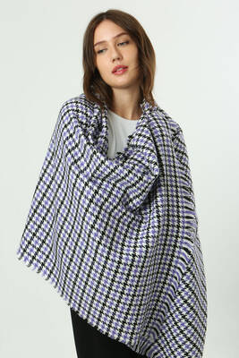 Remsa - Houndstooth Pattern Scarf Shoulder Wrap - 70x180 cm - 1220 Purple