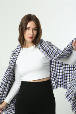 Remsa - Houndstooth Pattern Scarf Shoulder Wrap - 70x180 cm - 1220 Purple (1)