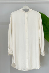 Lale Butik - İpek Pamuk Tunik Gömlek 4008 Beyaz