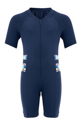 Remsa Mayo - Jumpsuit Short Sleeve Kids Swimsuit With Shorts Toad 0605 Dark Navy Blue Remsa Swimsuit
