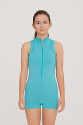 Remsa - Junior Jumpsuit Sleeveless Shorts Half Closed Lycra Swimsuit Fleck 5910 Mint Remsa Swimwear
