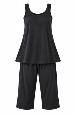 Haliç Mayo - Kadın Askılı Üst Tayt Likralı Yarı Kapalı Mayo 01 Siyah (1)