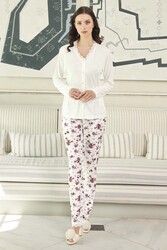 Remsa - Kadın Aydoğan Dantelli Pijama Takımı 240606 Ekru