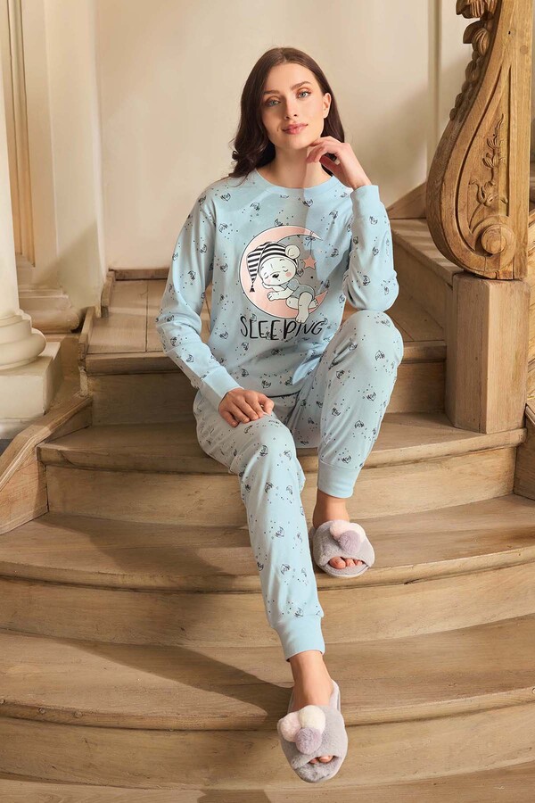 Kadın Aydoğan Ribana Detay Pamuklu Pijama Takımı 240598 Mint