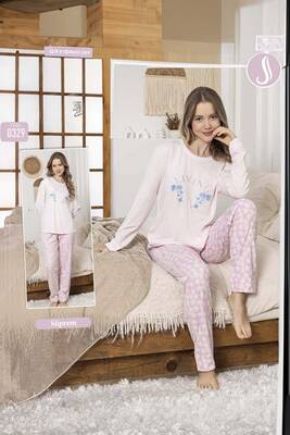 Remsa - Kadın Çiçek Desen Süprem Pijama Takımı 0329 Pembe