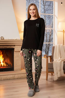 Remsa - Kadın Desenli Saphire Pijama Takımı 0533 Siyah12