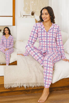 Remsa - Kadın Ekose Desen Suprem Pijama Takımı 0460 Pembe07 (1)