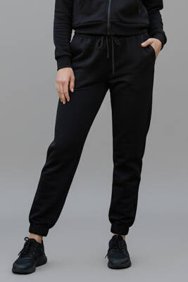 Remsa - Kadın İki İplik Paçası Beli Lastikli 2 Cepli Eşofman Altı 8017 Siyah