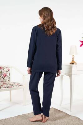 Remsa - Kadın İnterlok Şardonlu Fitilli Pijama Takımı 25330 Lacivert (1) Remsa - Kadın İnterlok Şardonlu Fitilli Pijama Takımı 25330 Lacivert (1)