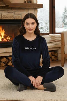 Remsa - Kadın Kadife Kumaş Pijama Takımı 13165-2201 Laci02 (1)