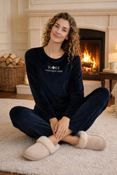 Remsa - Kadın Kadife Kumaş Pijama Takımı 13165-2538 Lacivert01