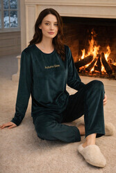 Remsa - Kadın Kadife Kumaş Pijama Takımı 13165-2954 Petro01