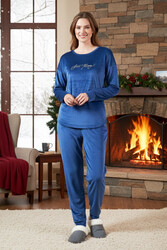 Remsa - Kadın Kadife Pijama Takımı 25384 Açık Lacivert