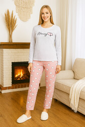 Remsa - Kadın Kalp Desen Suprem Pijama Takımı 0455 Gri02