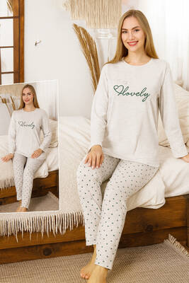 Remsa - Kadın Kalp Desen Suprem Pijama Takımı 0471 Vizon02 (1)