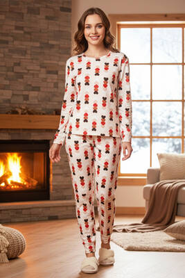 Remsa - Kadın Kalp Desenli Comfort Pijama Takımı 0510 Toz Pembe