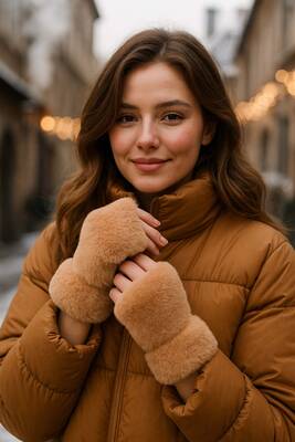 Remsa - Kadın Kesik Peluş Eldiven ELD-33 Vizon (1)