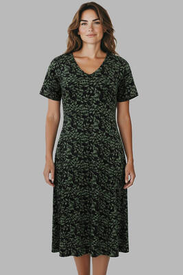 Remsa - Kadın Kısa Kol Viskon Elbise Pijama 25236-1 Siyah01 (1)