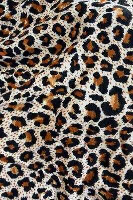 Remsa - Kadın Leopar Desen Kısa Kol Viskon Elbise Pijama 25238-1 Bej (1)