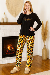 Remsa - Kadın Leopar Desen Saphire Pijama Takımı 0466 Siyah03