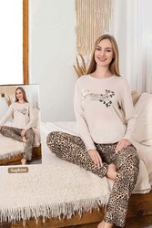 Remsa - Kadın Leopar Desen Saphire Pijama Takımı 0473 Bej