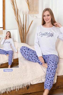 Remsa - Kadın Leopar Desen Suprem Pijama Takımı 0456 Mor01