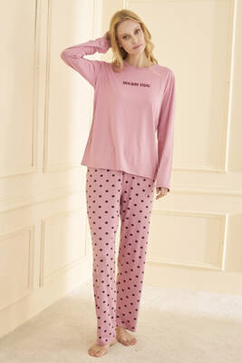 Remsa - Kadın Milan Kumaş Pijama Takımı 50902-2392 Pudra (1)