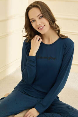 Remsa - Kadın Milan Kumaş Pijama Takımı 50902-2755 Petrol