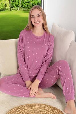 Aydoğan - Kadın Napoli Uzun Kol Pijama Takımı 240981 Pembe01