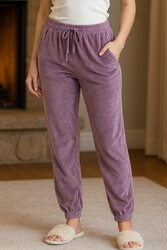 Remsa - Kadın Paçası Lastikli Cep Detaylı Kadife Kumaş Tek Alt 503 Lila