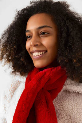 Remsa - Kadın Peluş Kaşkol Boyunluk Atkı RKB-01 Kırmızı (1)