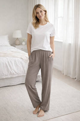 Remsa - Kadın Penye Kumaş Tek Pijama Alt 03 Vizon