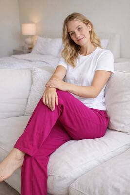 Remsa - Kadın Penye Kumaş Tek Pijama Alt 07 Fuşya (1)