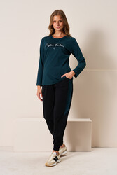 Remsa - Kadın Penye Uzun Kol Pijama Takımı 3199 Petrol