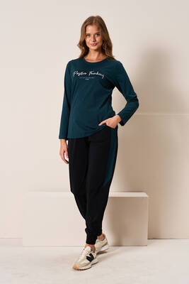 Remsa - Kadın Penye Uzun Kol Pijama Takımı 3199 Petrol