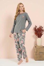 Remsa - Kadın Penye Uzun Kol Pijama Takımı 3202 Gri