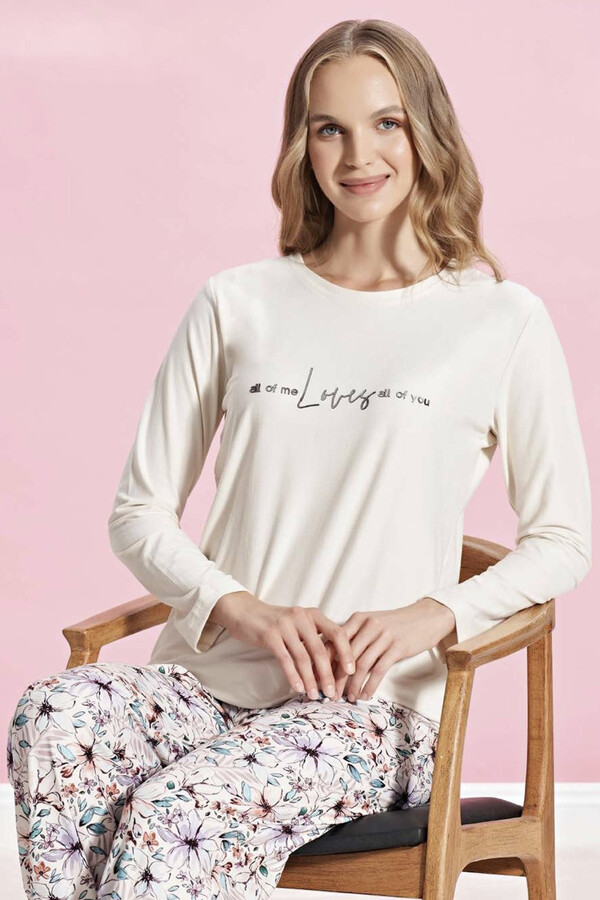 Kadın Pijama Takımı 1474 Ekru