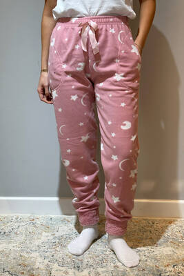 Estiva - Kadın Polar Manşetli Pijama Tek Alt Yıldız 130 Pudra Estiva - Kadın Polar Manşetli Pijama Tek Alt Yıldız 130 Pudra