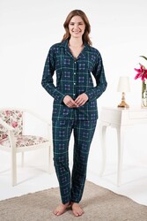 Remsa - Kadın Süet Önden Düğmeli Pijama Takımı 25331 Yeşil Remsa - Kadın Süet Önden Düğmeli Pijama Takımı 25331 Yeşil