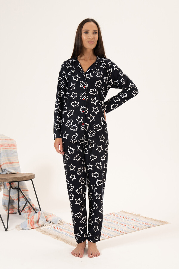 Kadın Süet Pijama Takımı 24345 Siyah