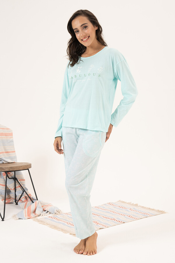 Kadın Süprem Uzun Kollu Pijama Takımı 24121 Mint