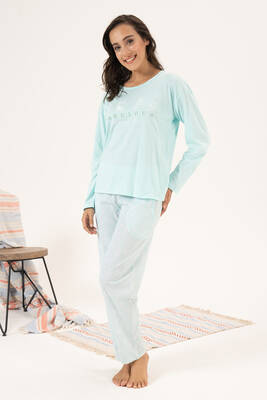 Estiva - Kadın Süprem Uzun Kollu Pijama Takımı 24121 Mint