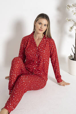Estiva - Kadın Termal Önü Düğmeli Pijama Takımı 24492 Kırmızı (1) Estiva - Kadın Termal Önü Düğmeli Pijama Takımı 24492 Kırmızı (1)