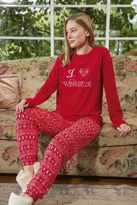 Aydoğan - Kadın Termal Uzun Kol Pijama Takımı 30000 Kırmızı Aydoğan - Kadın Termal Uzun Kol Pijama Takımı 30000 Kırmızı