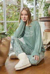 Aydoğan - Kadın Termal Uzun Kol Pijama Takımı 30009 Mint Aydoğan - Kadın Termal Uzun Kol Pijama Takımı 30009 Mint