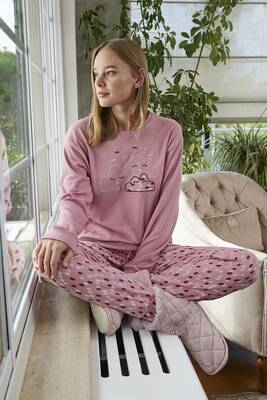Aydoğan - Kadın Termal Uzun Kol Pijama Takımı 30021 Pembe