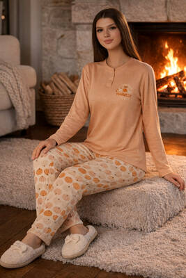 Remsa - Kadın Termal Uzun Kol Pijama Takımı 4701 Somon (1)