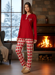 Remsa - Kadın Termal Uzun Kol Pijama Takımı 4720 Kırmızı
