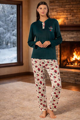 Remsa - Kadın Termal Uzun Kol Pijama Takımı 4733 Koyu Yeşil (1)